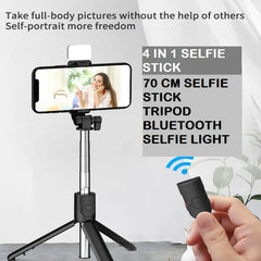 4 in 1 Selfie Stick With Bluetooth Remote Button