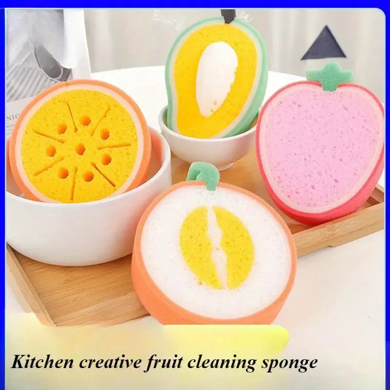 Fruit-Shaped Dishwashing Sponge – Colorful & Durable Kitchen Scrubber