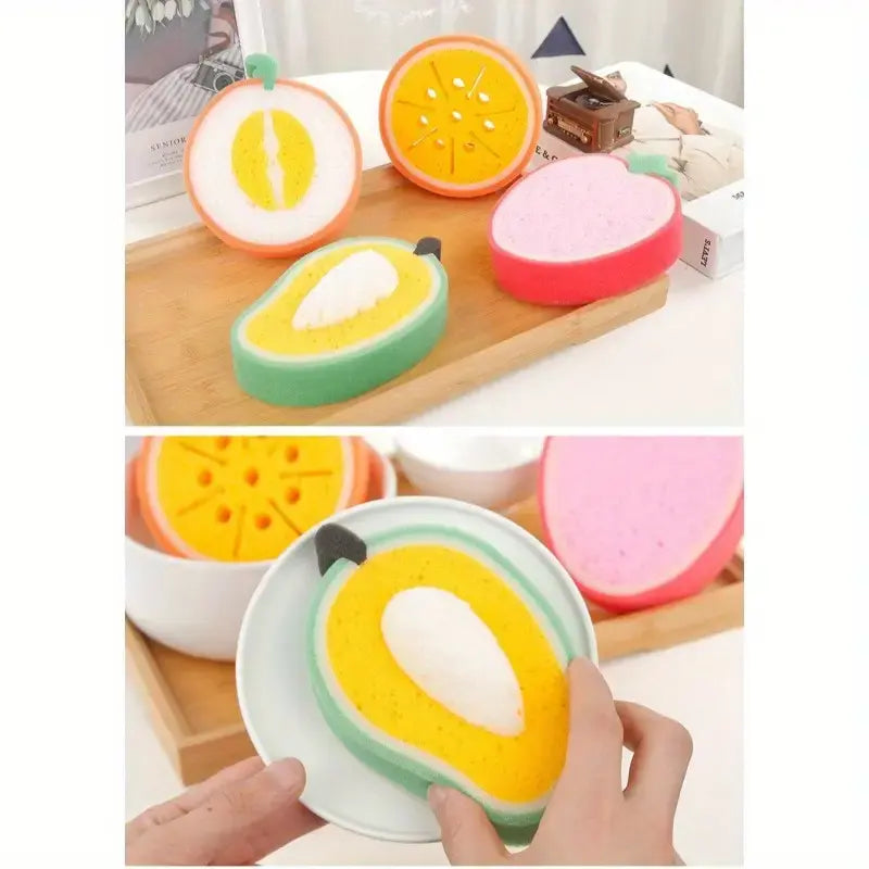 Fruit-Shaped Dishwashing Sponge – Colorful & Durable Kitchen Scrubber