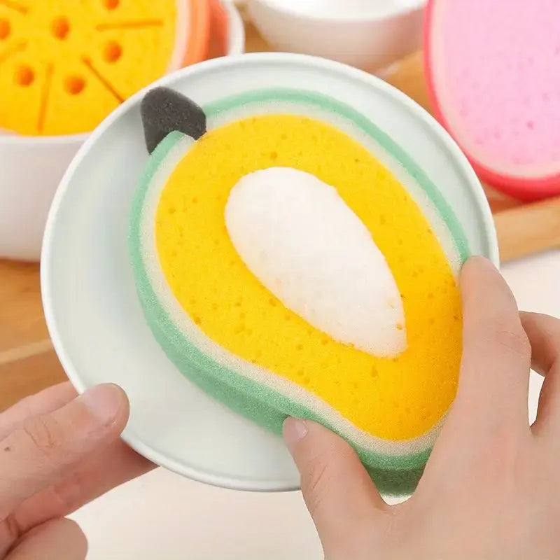 Fruit-Shaped Dishwashing Sponge – Colorful & Durable Kitchen Scrubber