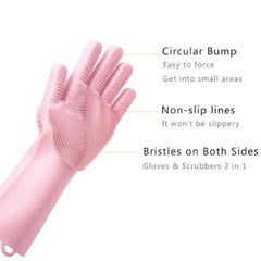 Original Magic Silicon Dish-washing Gloves with Brush Sponge Wash Scrubber