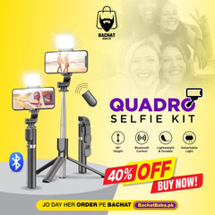 4 in 1 Selfie Stick With Bluetooth Remote Button